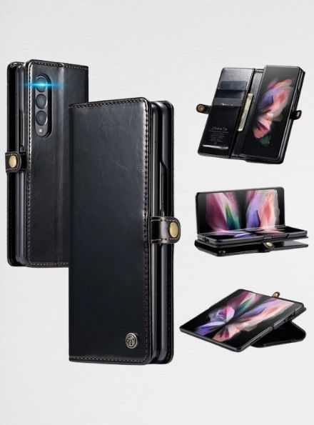 Samsung Galaxy Z Fold4 5G Flip Folio Leather Wallet Case with 2 Card Slots Black