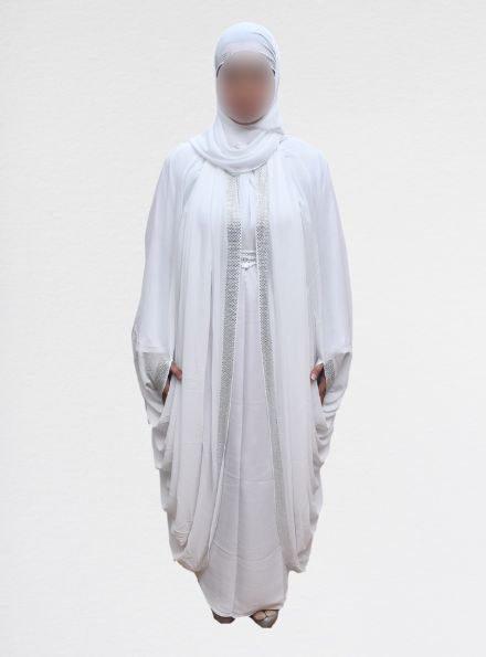 White Abaya Dubai for Women Muslim, Islamic Modest Abaya Dress for Hajj and Umrah, Big Abaya Maxi Dress for Eid Mubarak