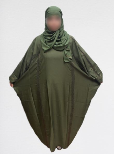 Green Hemlock color  Lycra  Abaya /Burka with Scarf Hijab From Top Dubai Collection