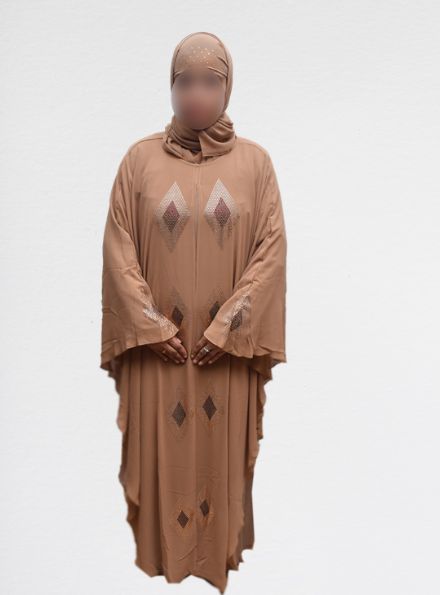 Brown Abaya With Embroidery Work