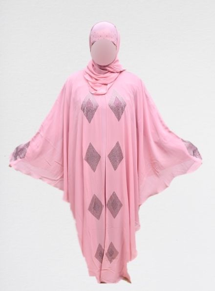 Women Pink Solid Embroidery Abaya Burqa