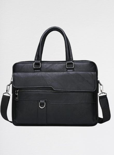 Men's Office and Laptop 15 -16 Inches Laptop Briefcase Business Satchel Faux Leather Messenger Shoulder Bags - Black